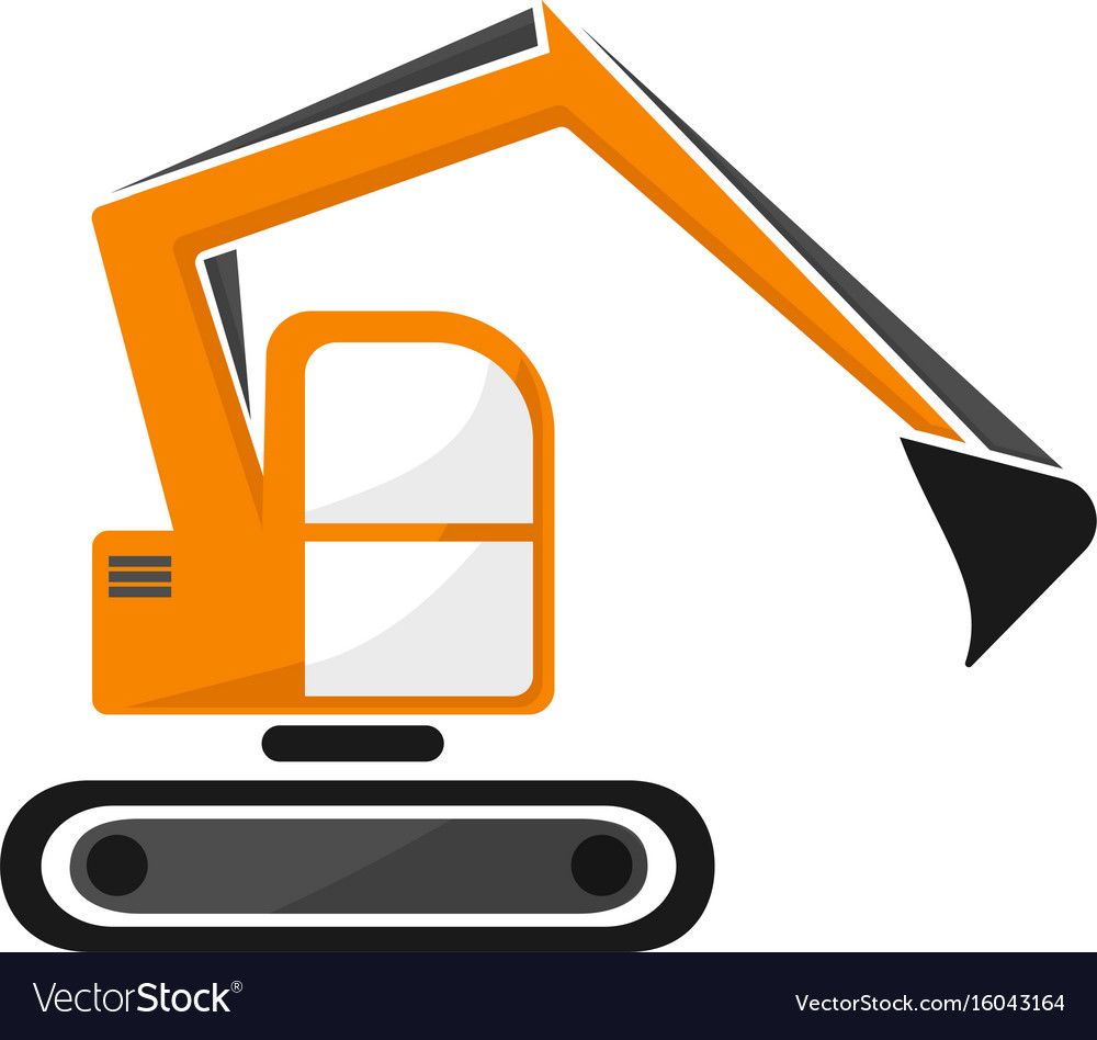 Hydraulischer Bagger aus orangefarbener Farbe