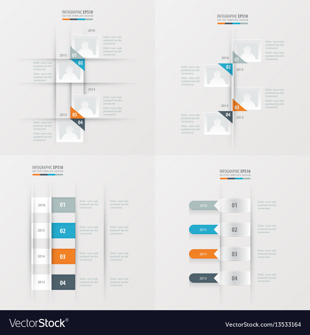 Timeline 4 item orange blue gray color