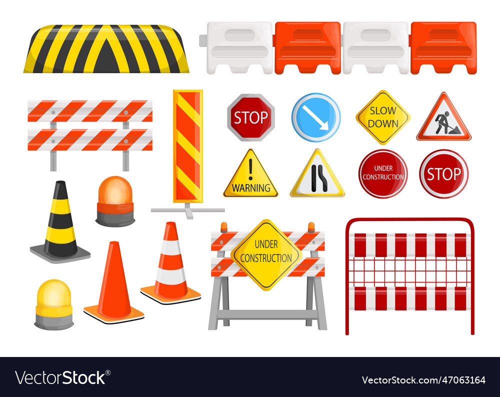 Traffic barriers collection Royalty Free Vector Image