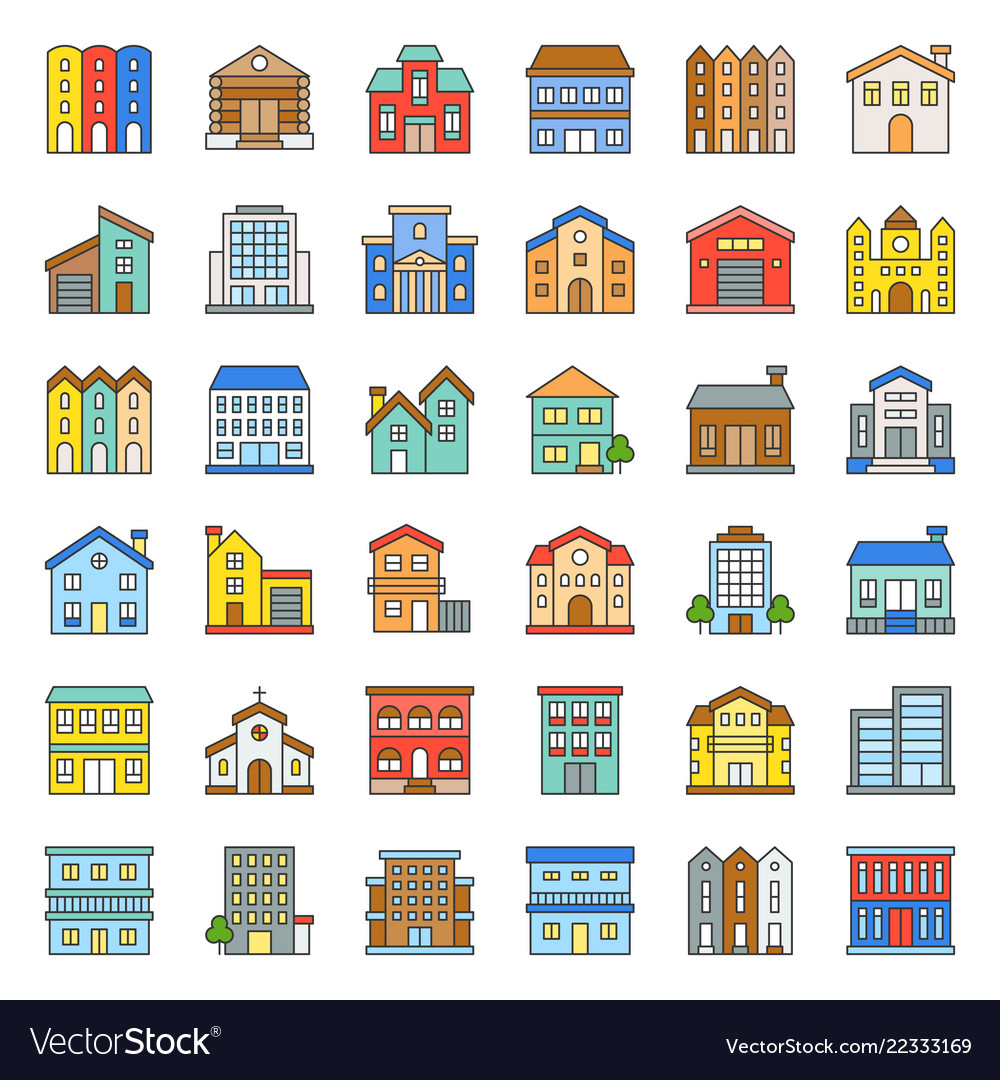 Building construction filled outline icon set 23 Vector Image