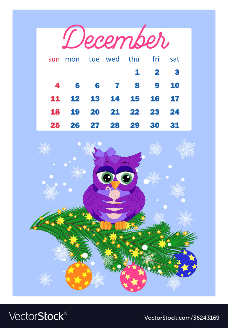 Calendar 2022 cute owls and birds for every month Vector Image