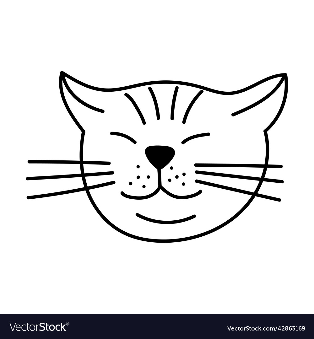 Cartoon drawn doodle cat cute and funny isolated Vector Image