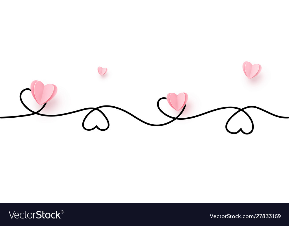 Download Continuous line heart shape border with realistic Vector Image