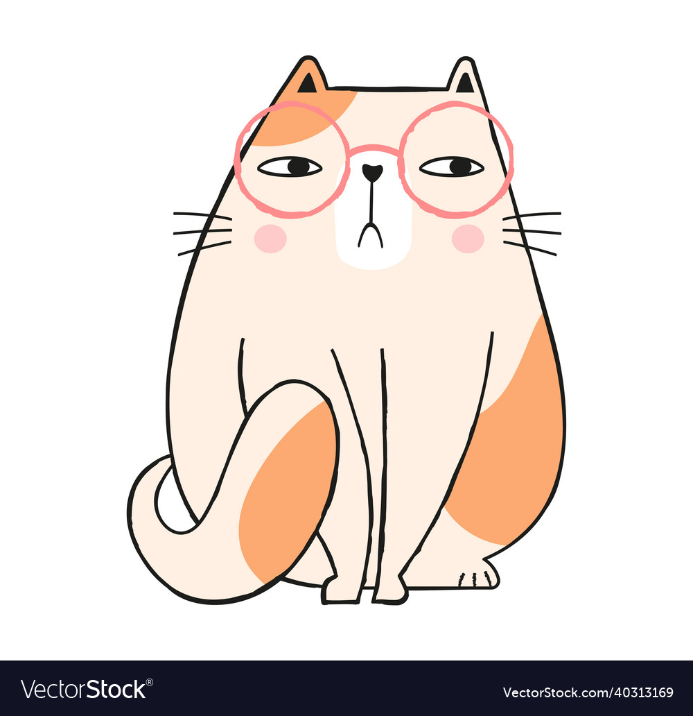 Cute pensive cat vector image Cute pensive cat