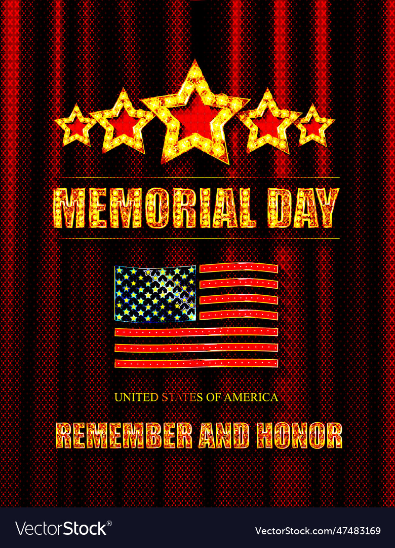 Lettering memorial day golden color honor