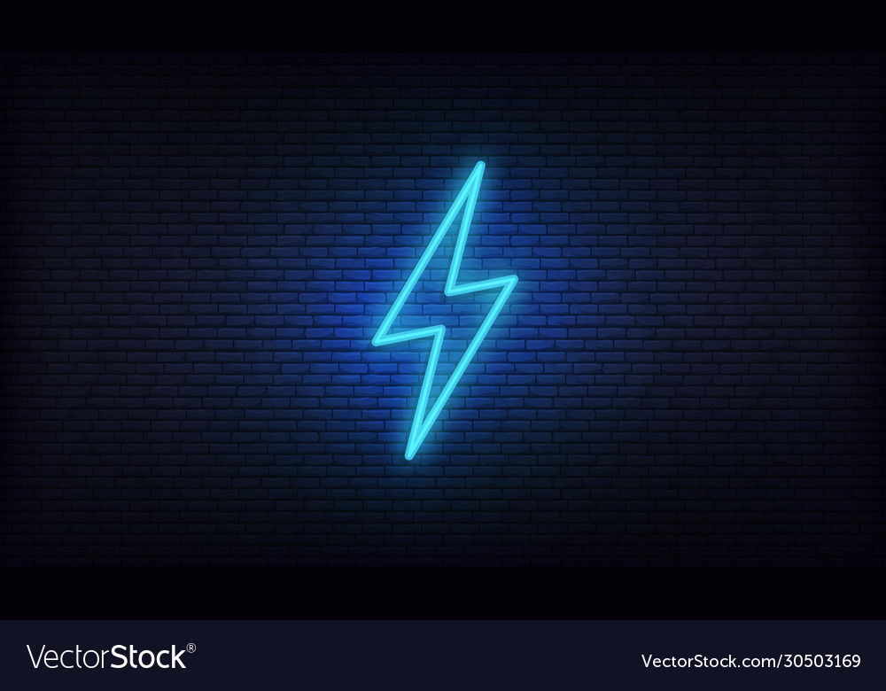 Neon lightning thunder and electricity Royalty Free Vector