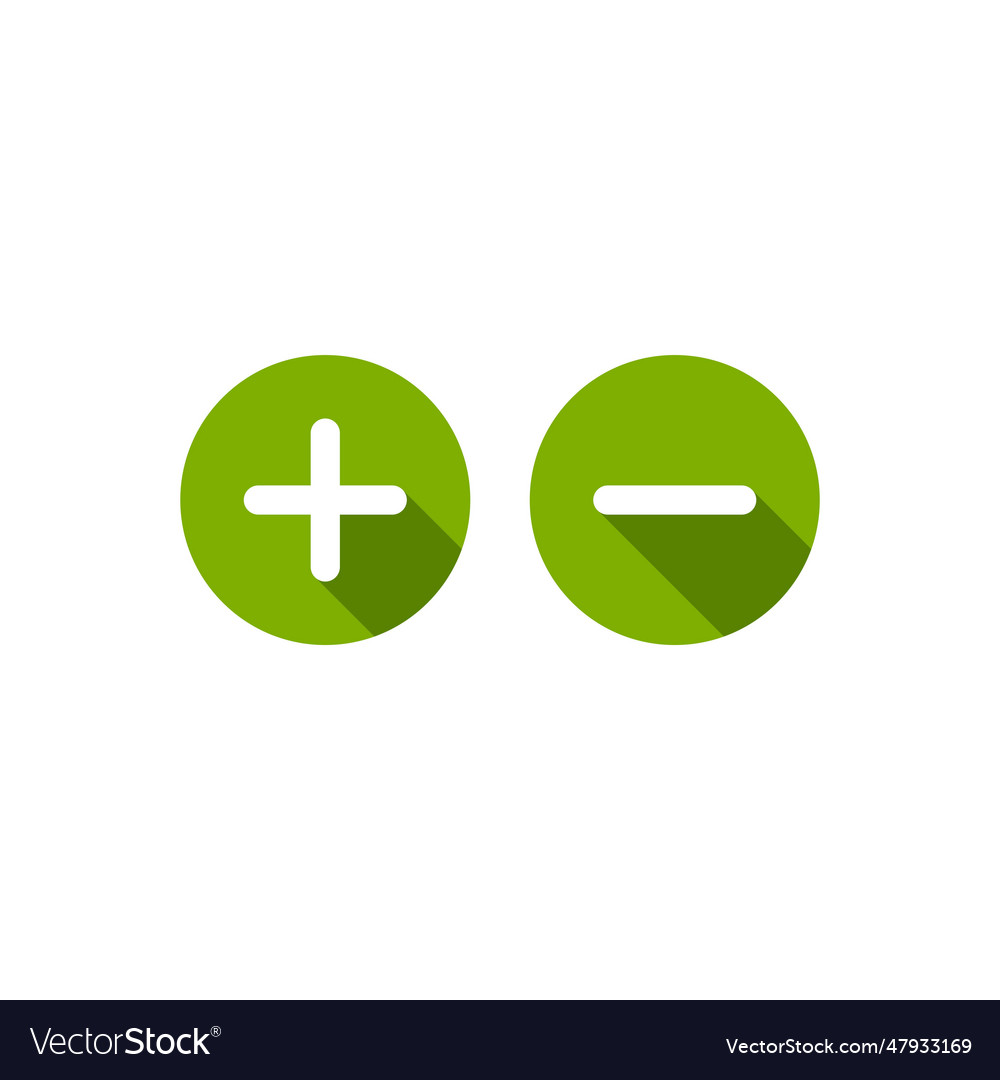 Plus and minus circle flat icons isolated Vector Image