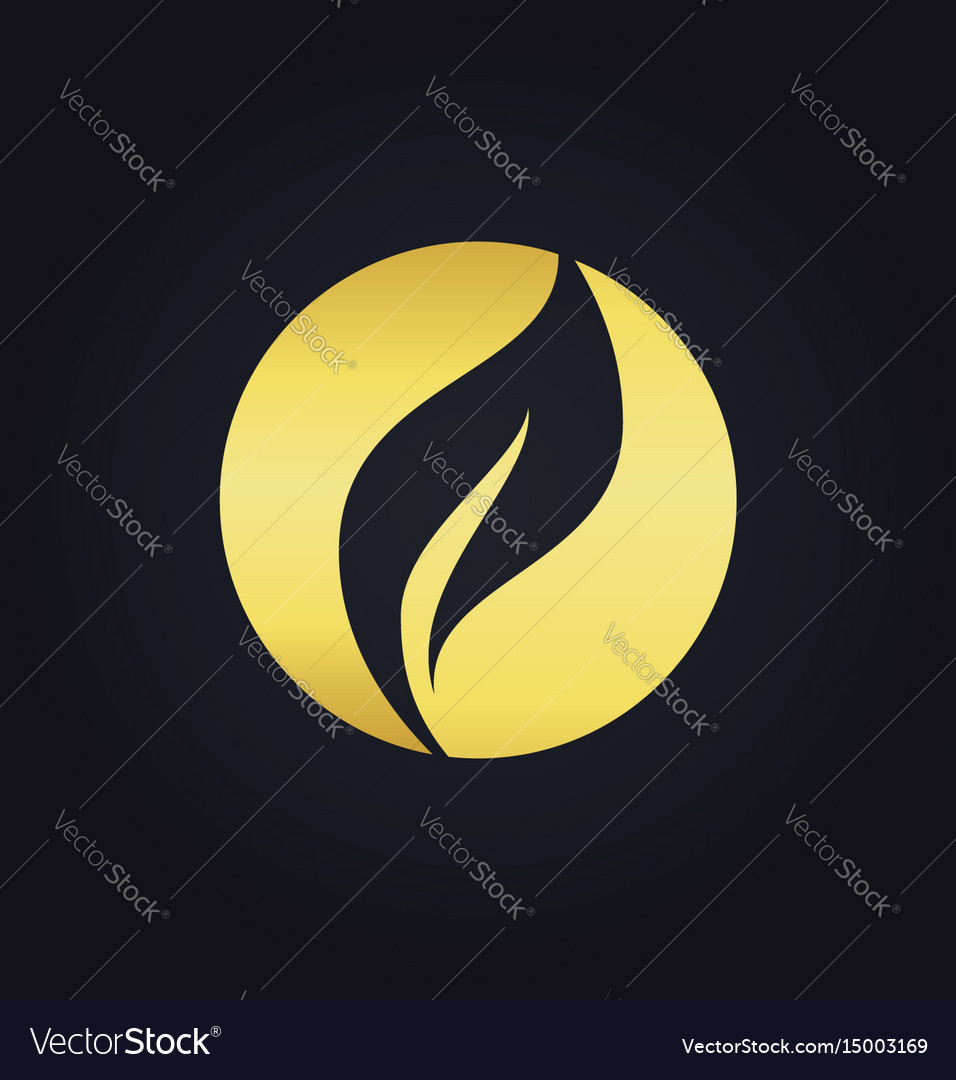 Round organic leaf bio gold logo Royalty Free Vector Image