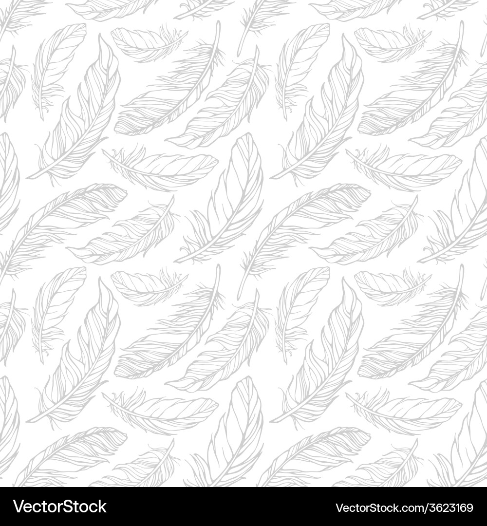 Seamless pattern with decorative feathers Vector Image
