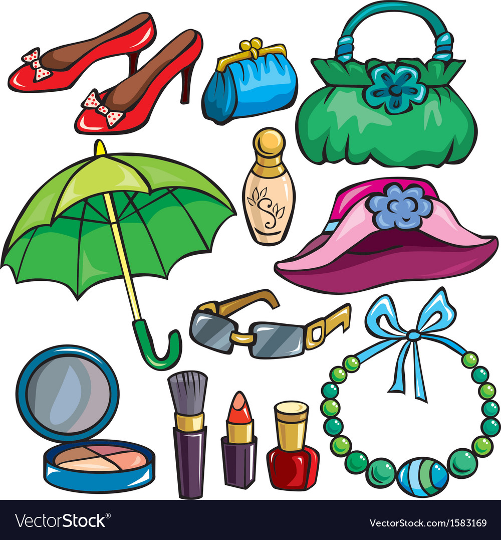 Women accessories icon set Royalty Free Vector Image