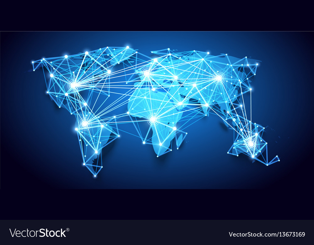 World Map Global Network Royalty Free Vector Image