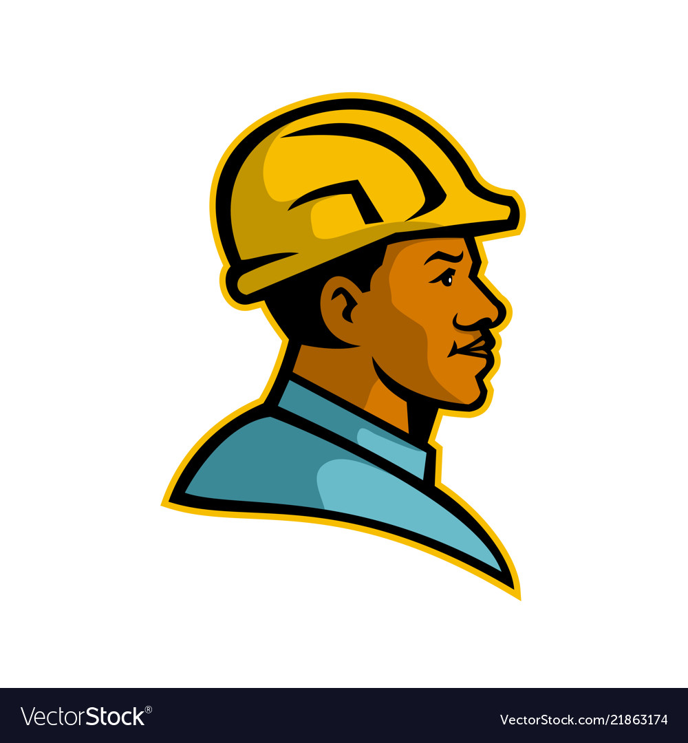 African American Construction Worker Mascot Vector Image