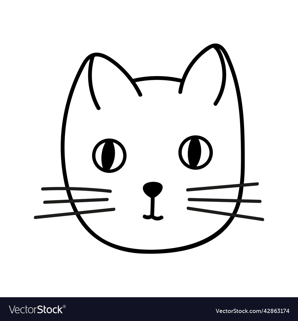 Cartoon drawn doodle cat cute and funny isolated Vector Image