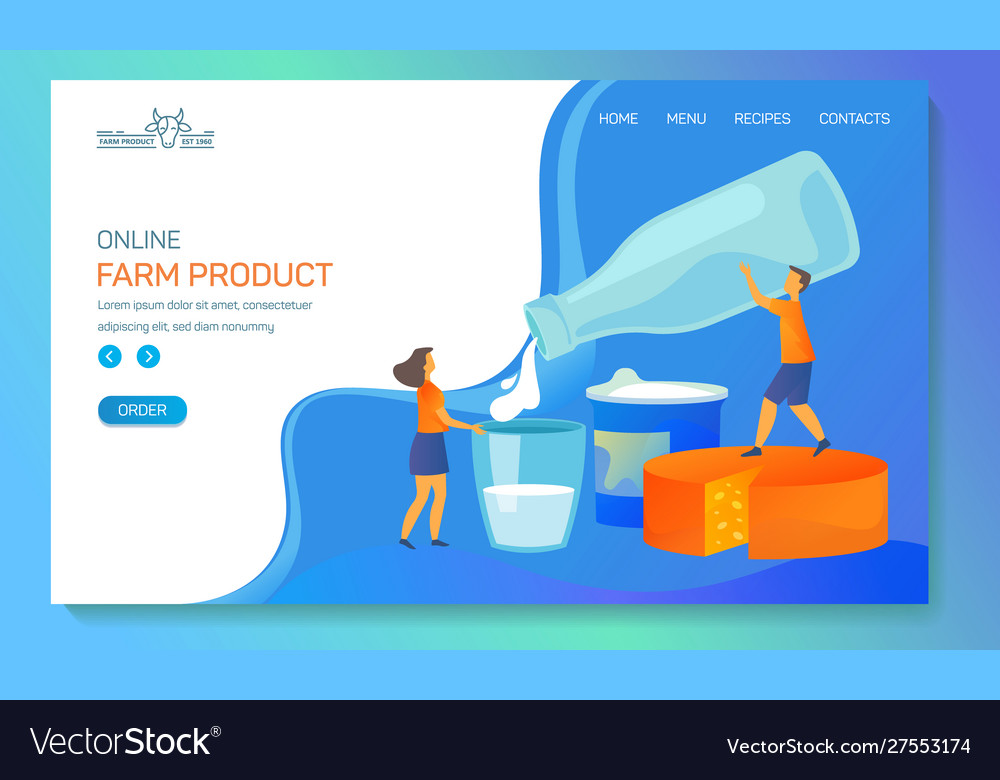 Dairy Food Farm And Milk Company Web Banner Vector Image