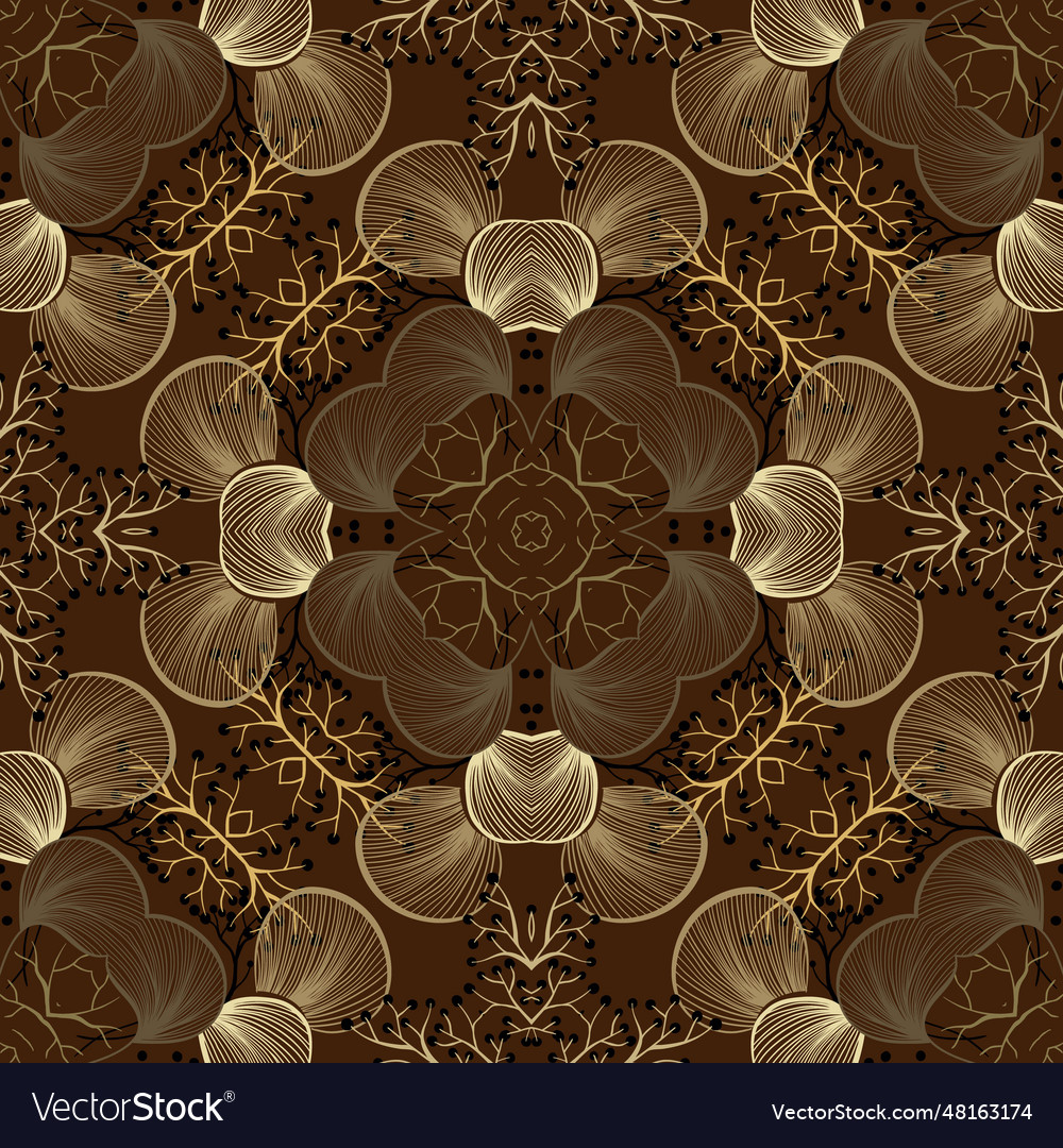 Doodle lines floral kaleidoscope symmetrical