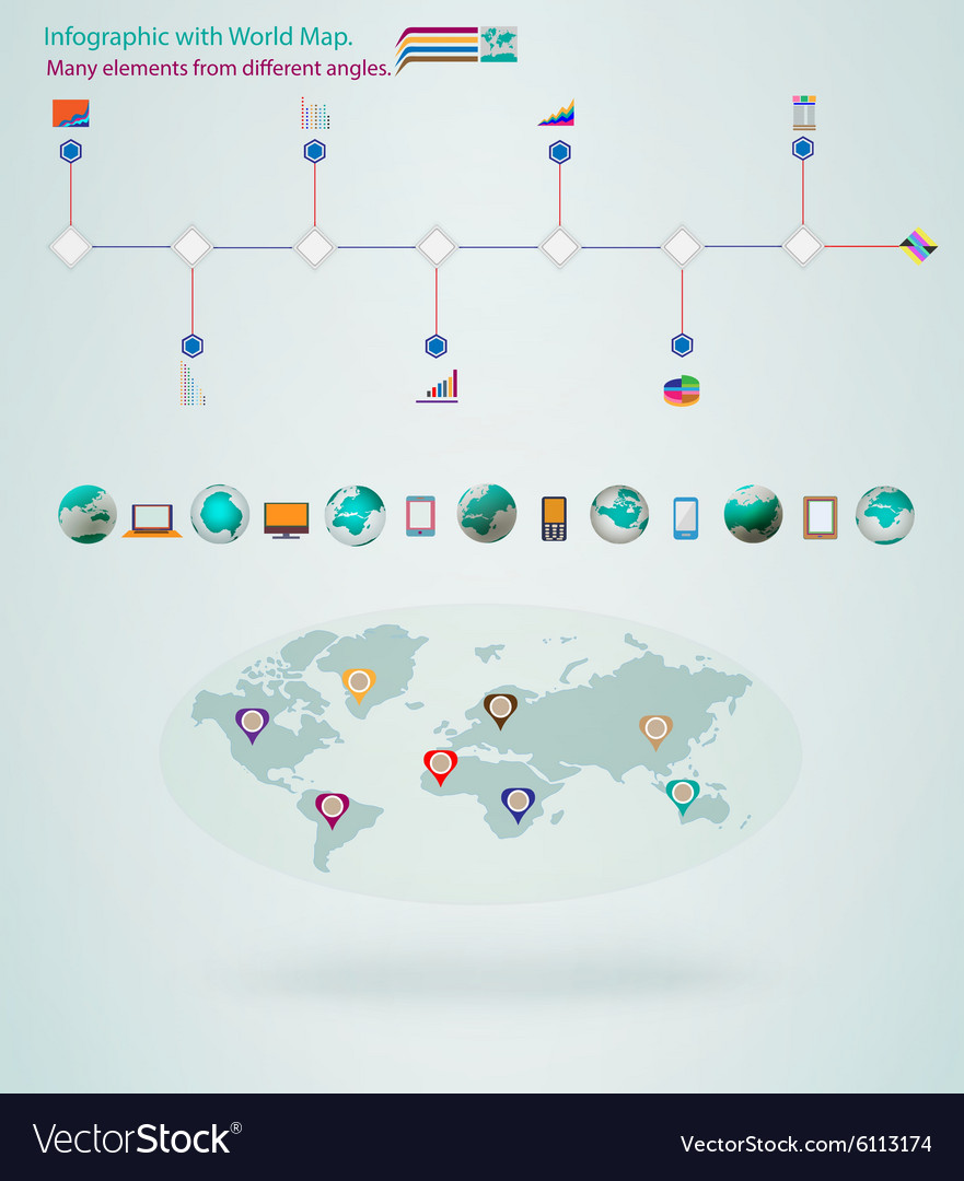 Elements infographic world map Royalty Free Vector Image