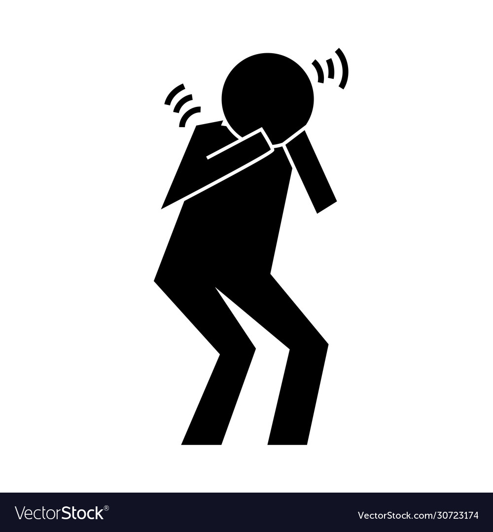 Human figure coughing in hands health pictograph Vector Image