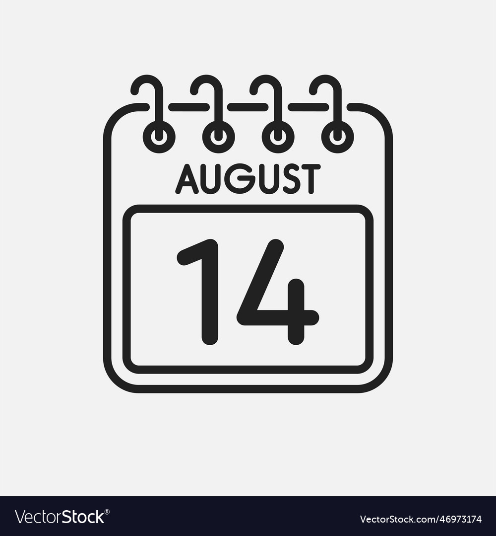 Icon Page Calendar Day - 14 August Royalty Free Vector Image