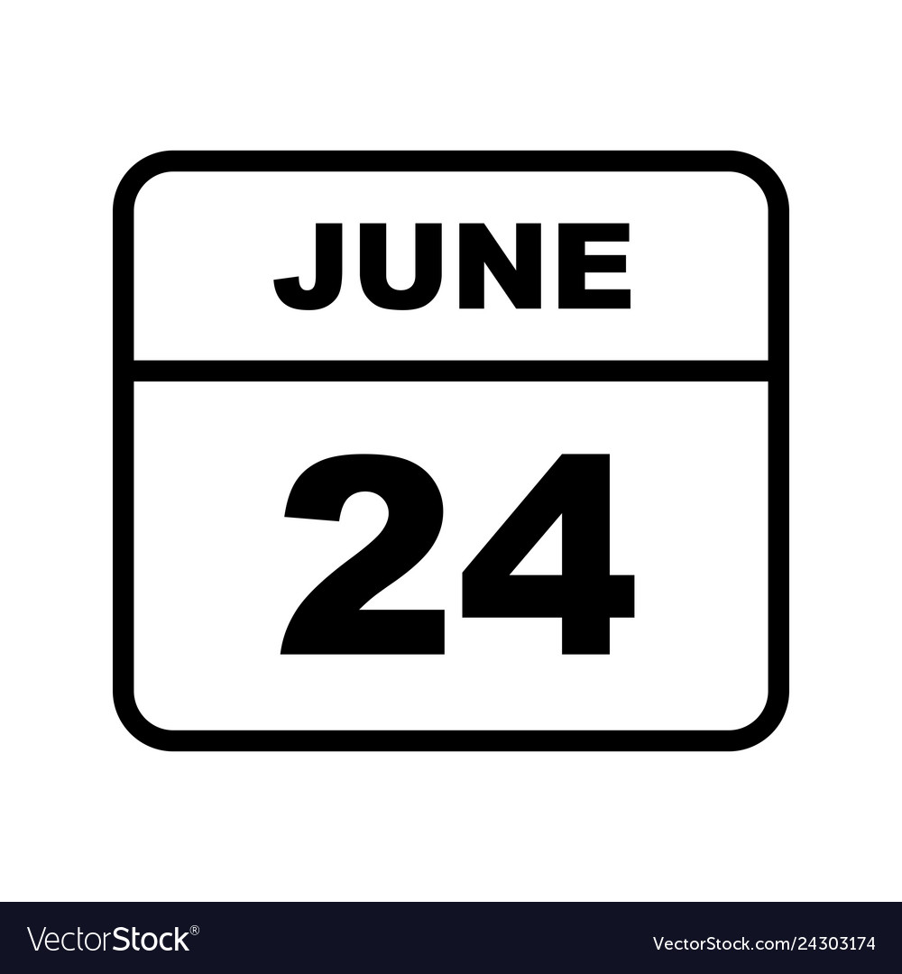 June 24th date on a single day calendar