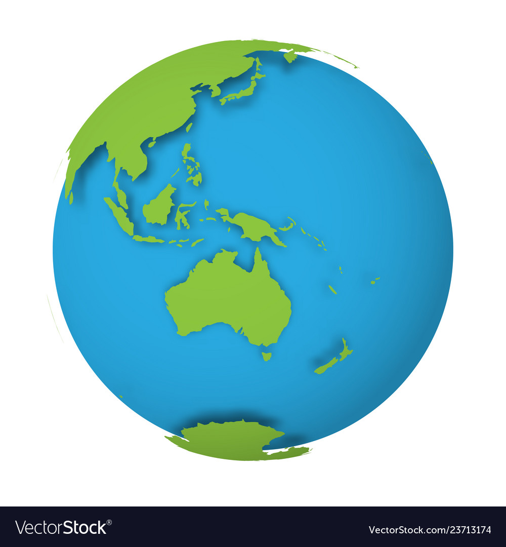 Download Natural earth globe 3d world map with green lands Vector Image