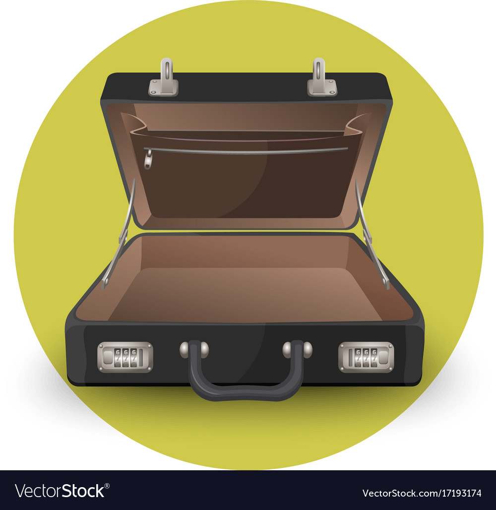 Open briefcase or suitcase with inside pocket on Vector Image