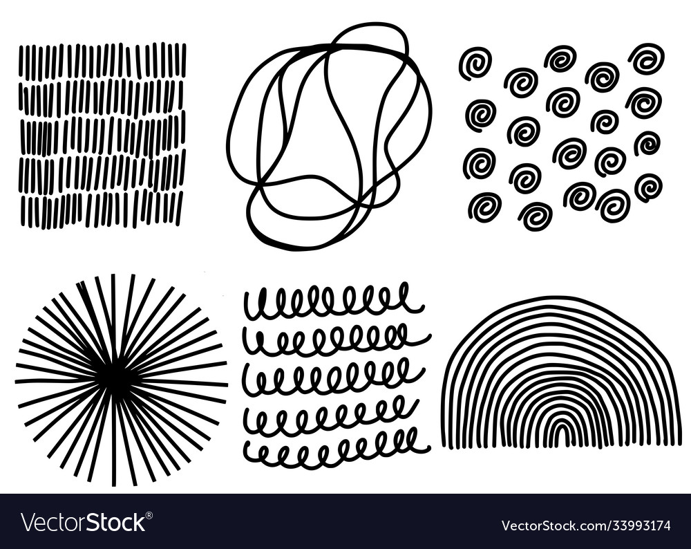 Set hand drawn line art abstract graphic Vector Image