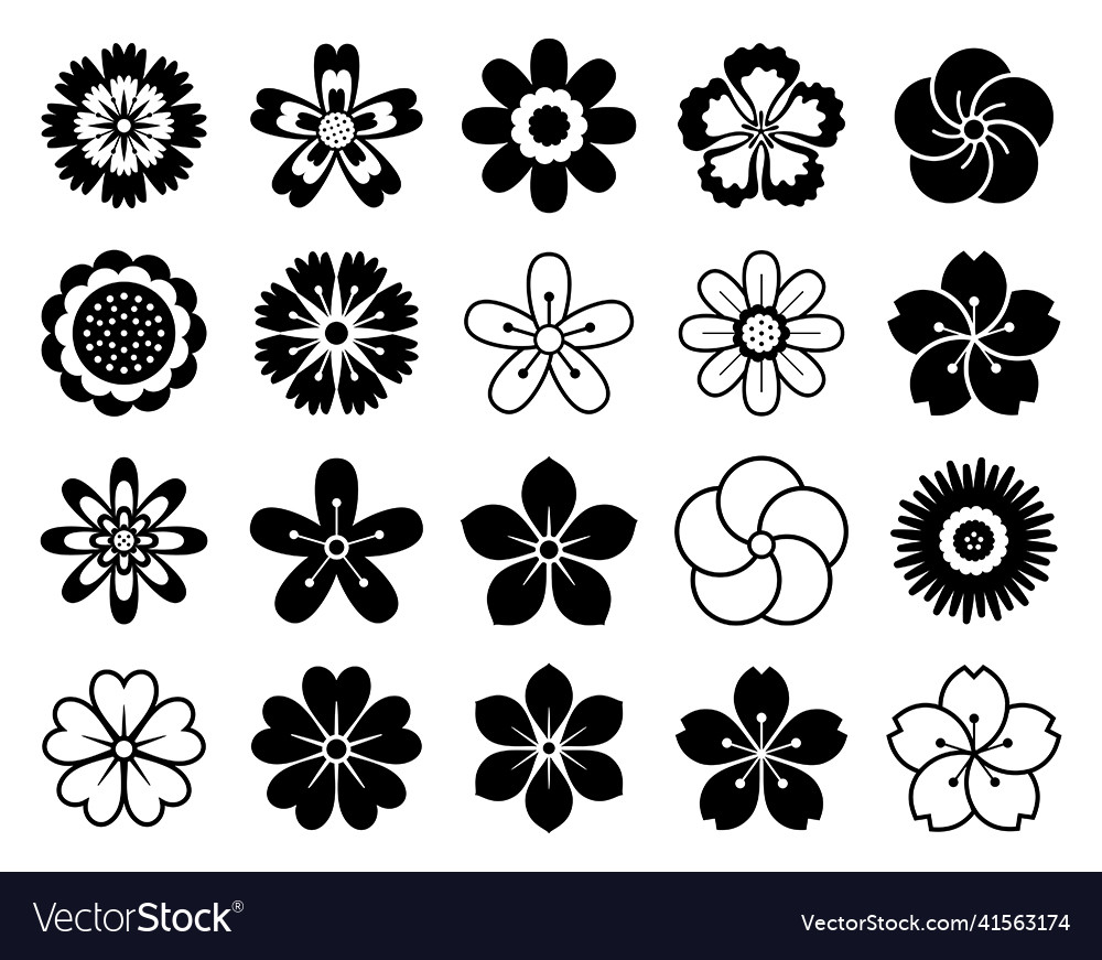 Set of floral flower elements symbol icons Vector Image