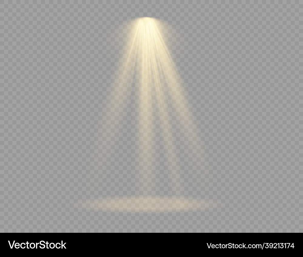 Spotlight projector light effect with yellow rays Vector Image