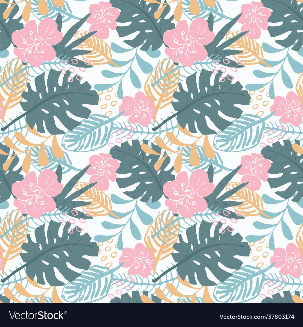 Tropical plants seamless pattern exotic natural Vector Image