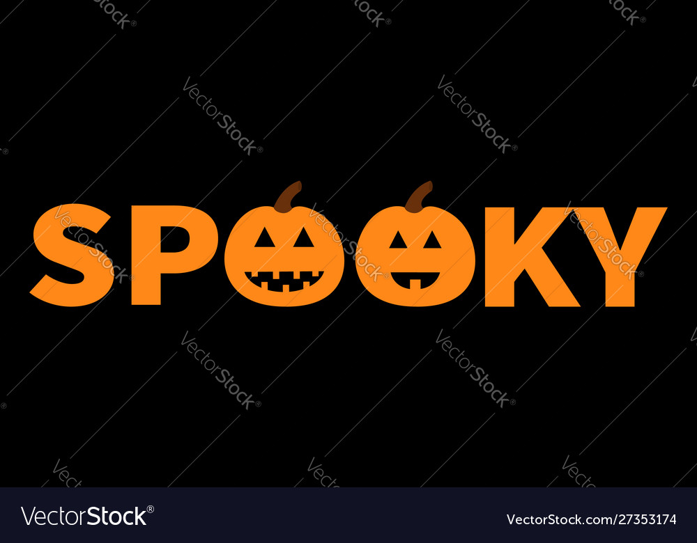 word-spooky-text-with-smiling-sad-pumpkin-vector-image