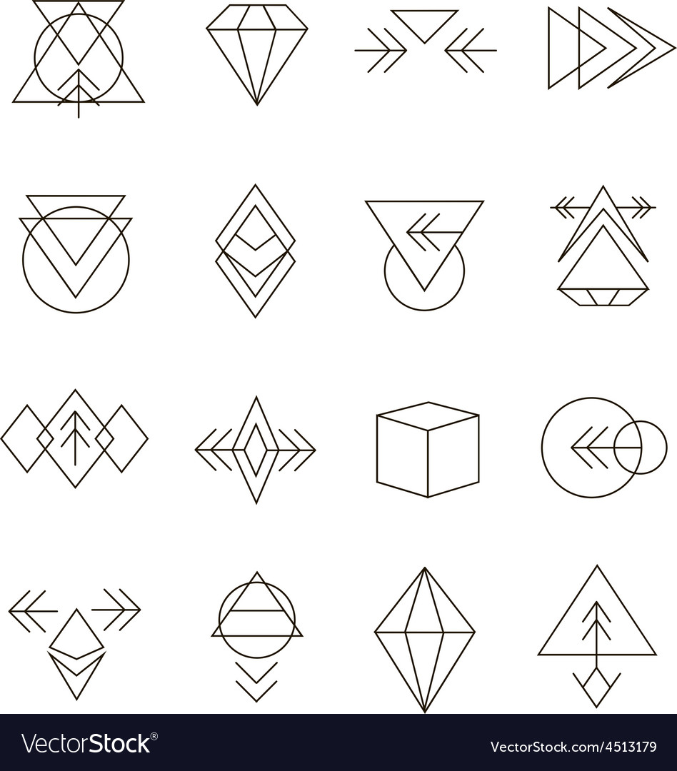 Abstract Geometric Set with Hipster Style Icons Vector Image