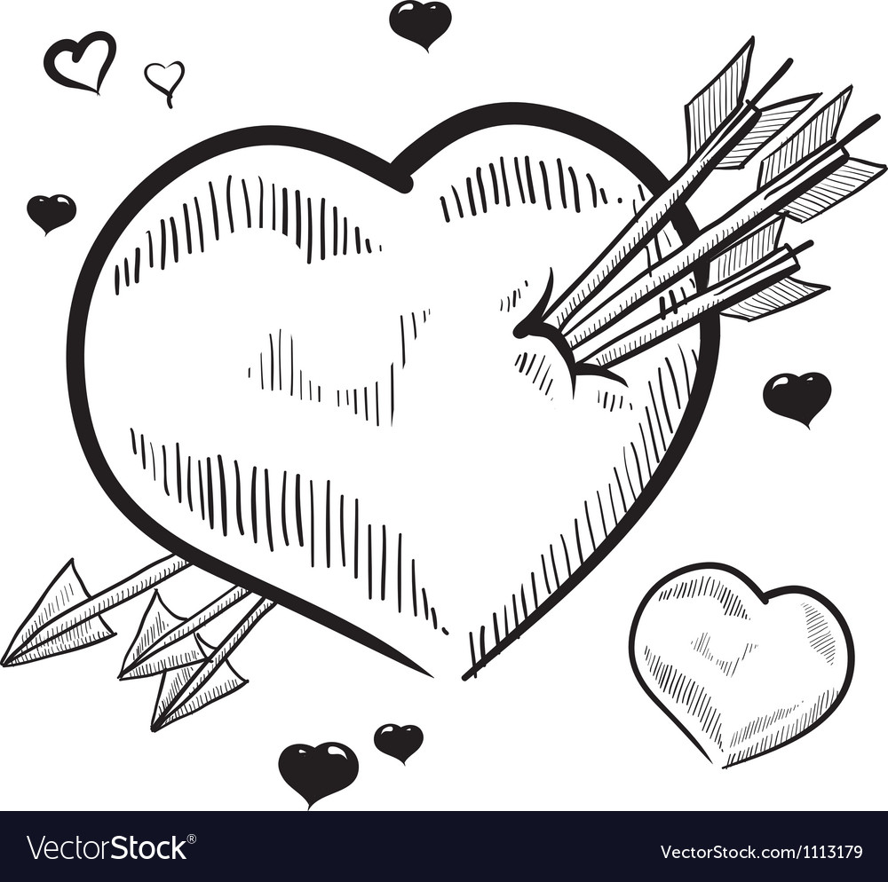 Doodle heart arrows love