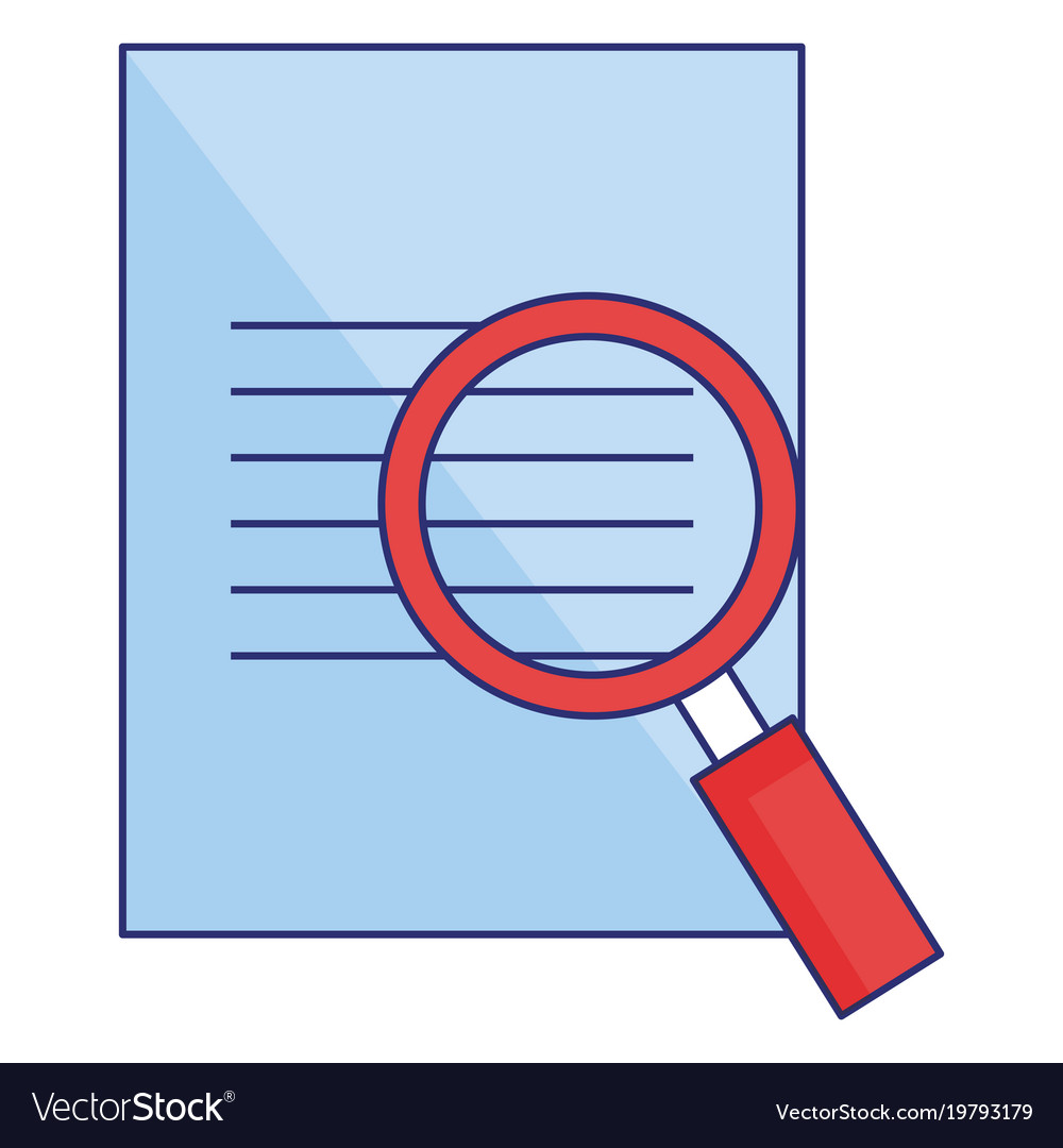 Paper Document With Magnifying Glass Royalty Free Vector