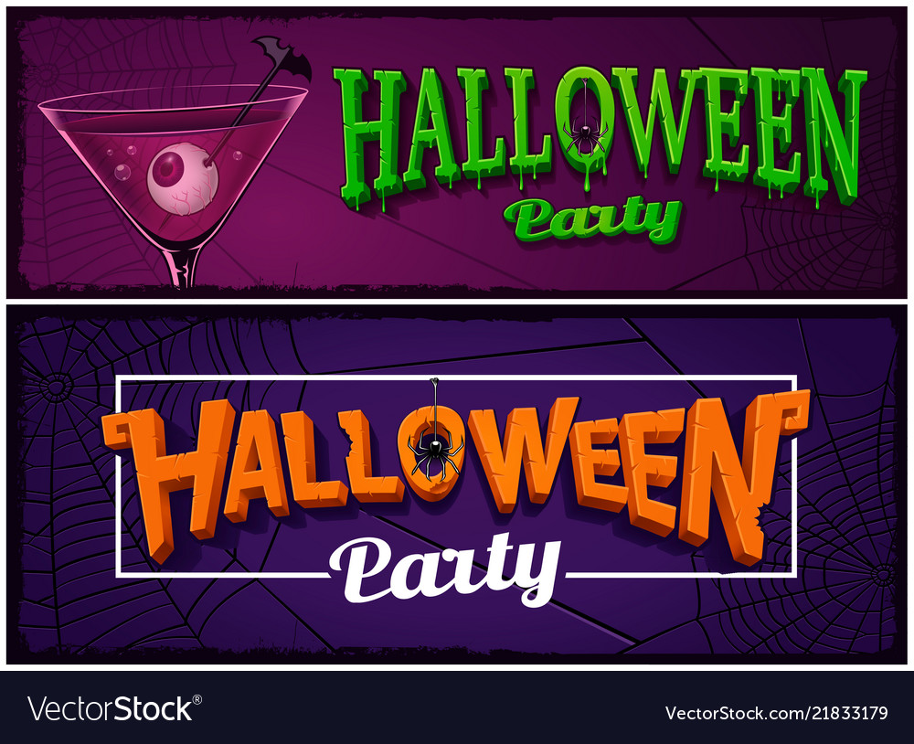 set of halloween party banners design templates vector image halloween party templates