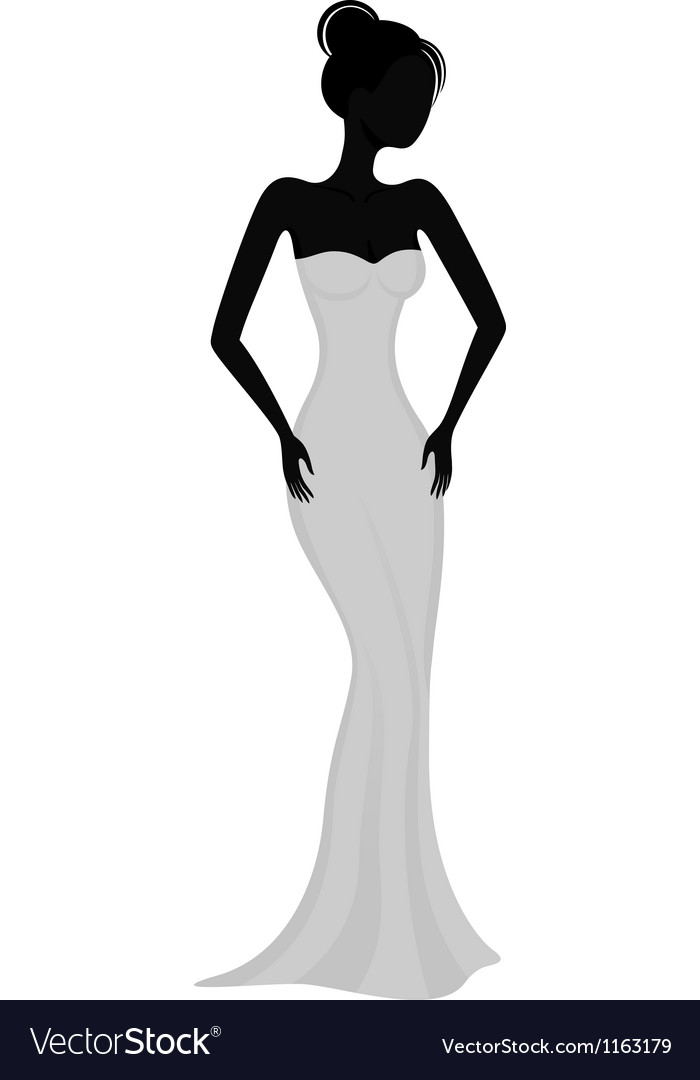 Download Silhouette of a girl in white evening dress Vector Image