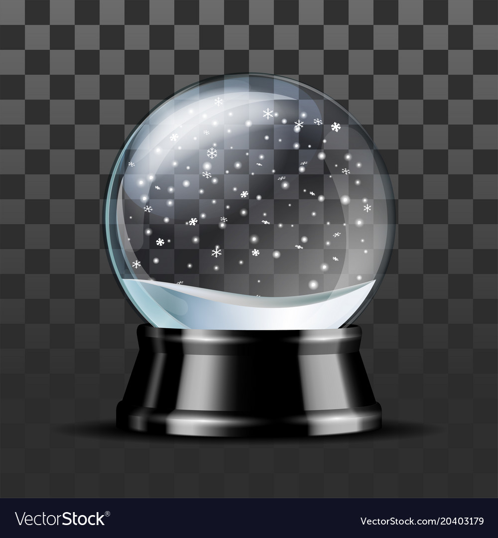 Snow globe with falling snowflakes