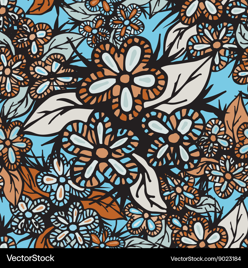 Boho style hand drawn seamless pattern Royalty Free Vector