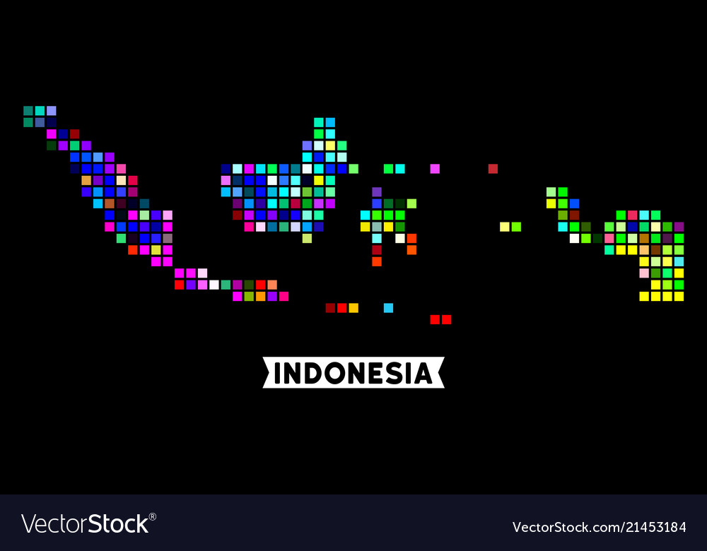 Colored dotted indonesia map Royalty Free Vector Image