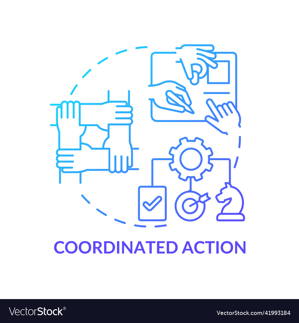 Coordinated action blue gradient concept icon