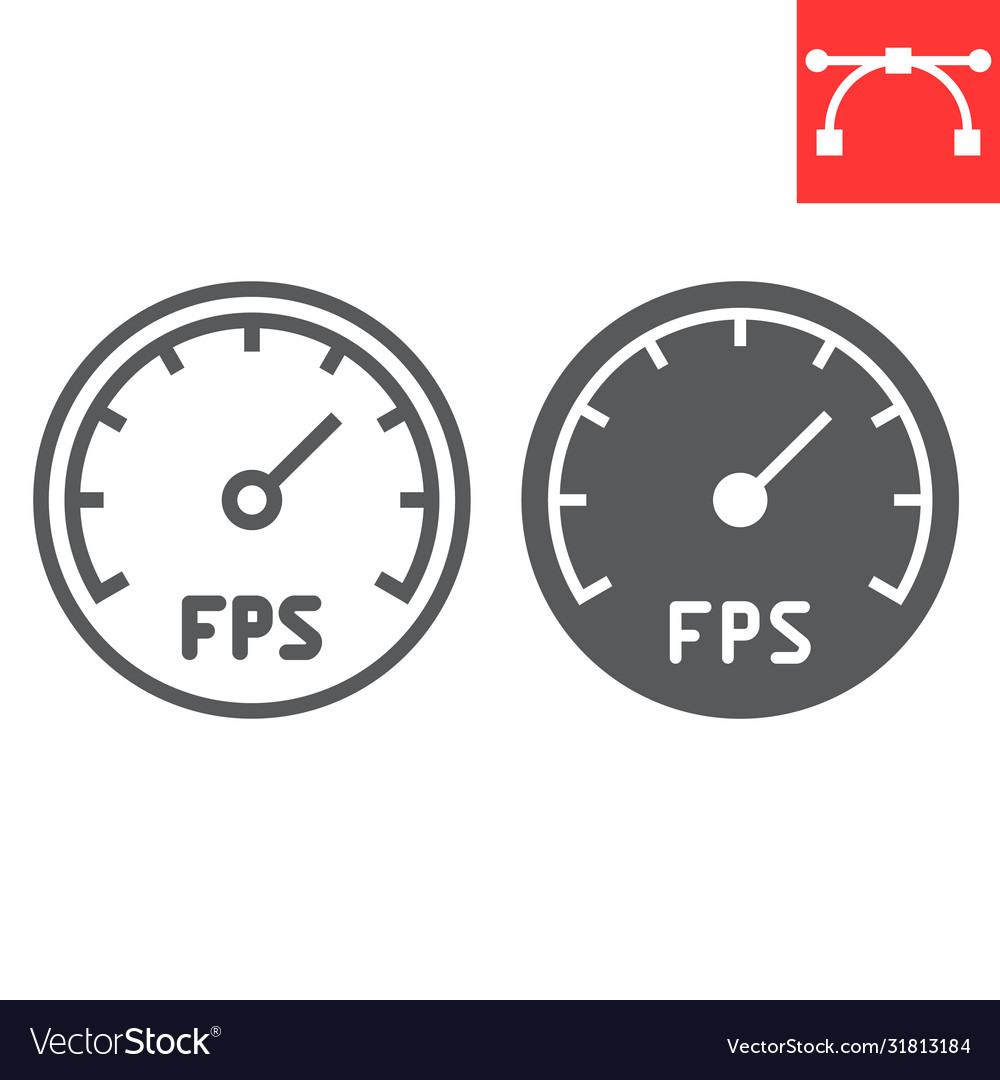 Frames per second line and glyph icon video games Vector Image