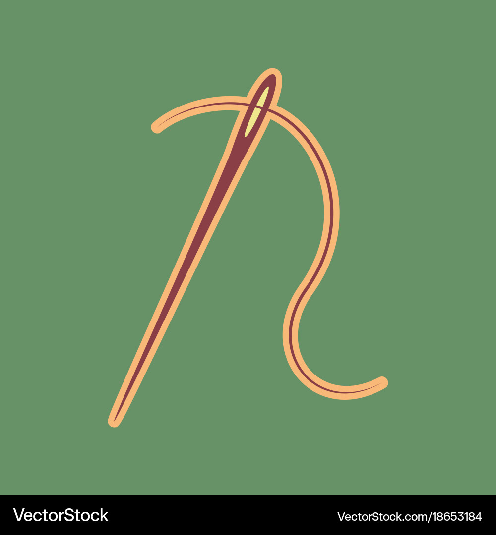 Needle with thread sewing Royalty Free Vector Image