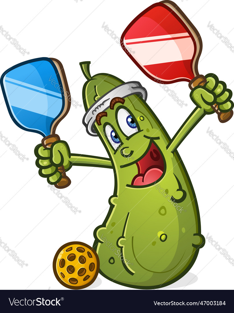 Pickleball cartoon mascot character Royalty Free Vector