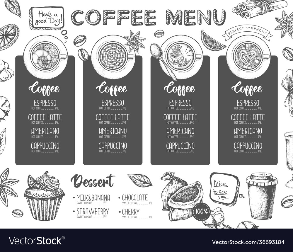 Restaurant coffee menu design Royalty Free Vector Image