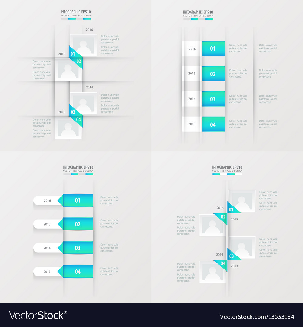 Timeline 4 item blue gradient color