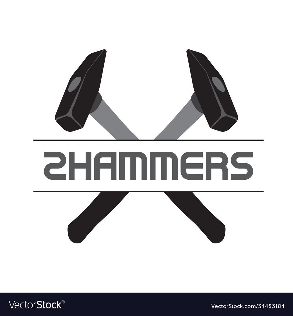 Two Crossed Hammers Symbol Carpenter Royalty Free Vector