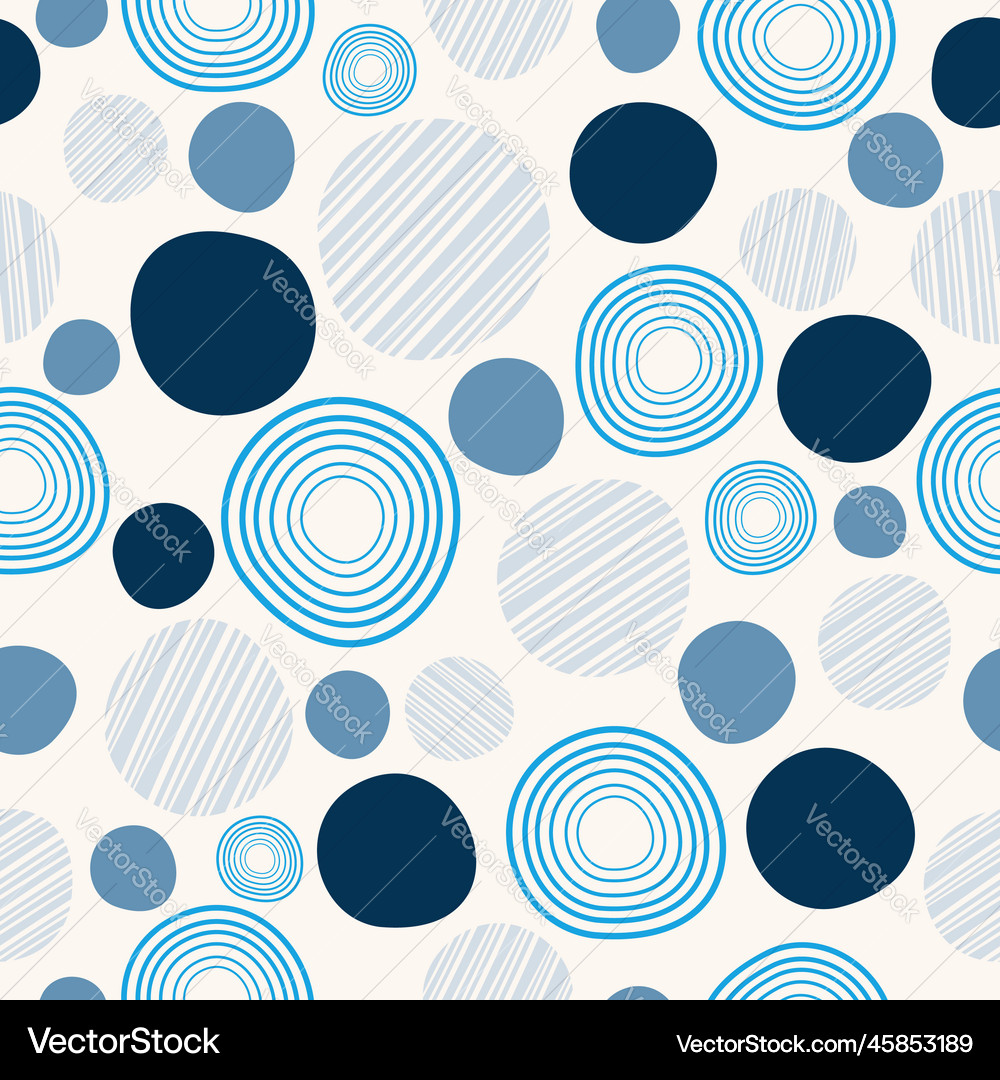 Circle abstract seamless pattern with hand drawn Vector Image