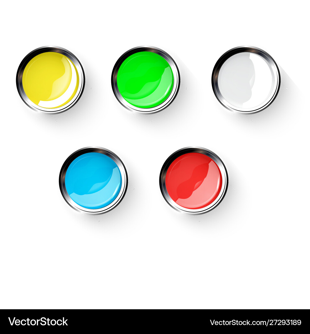 Colored buttons with metallic elements eps 10 Vector Image