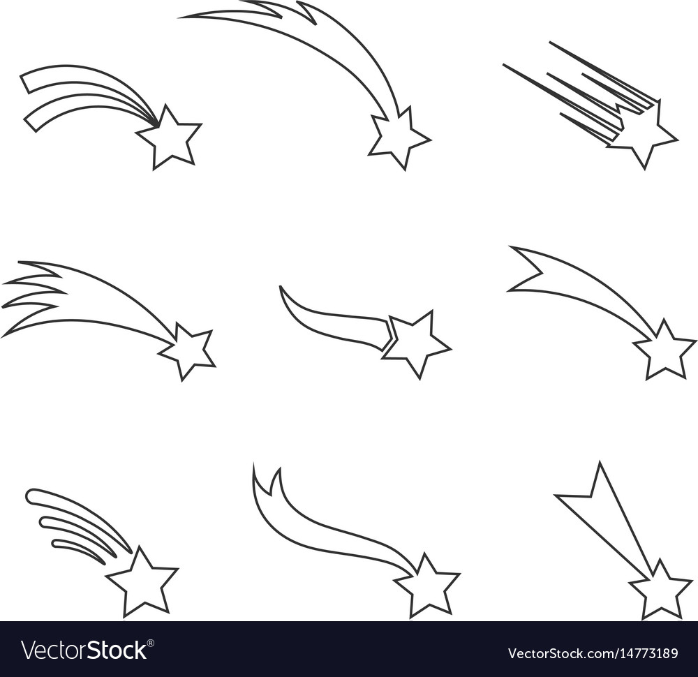 Falling stars icons in a thin line