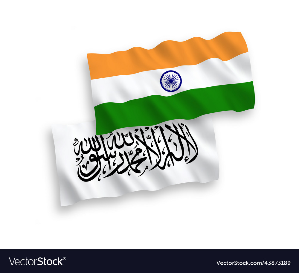 Flags of india and taliban on a white background Vector Image