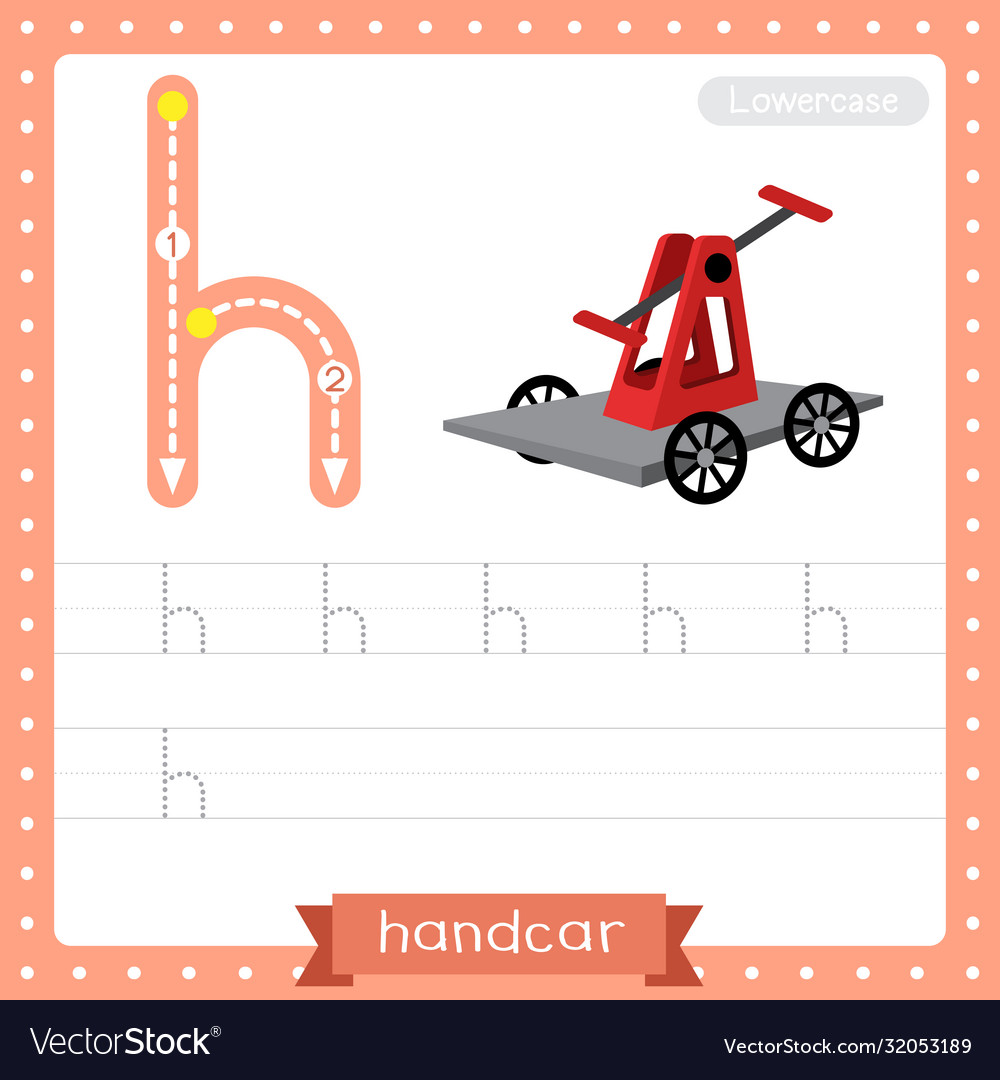 letter h lowercase tracing practice worksheet vector image